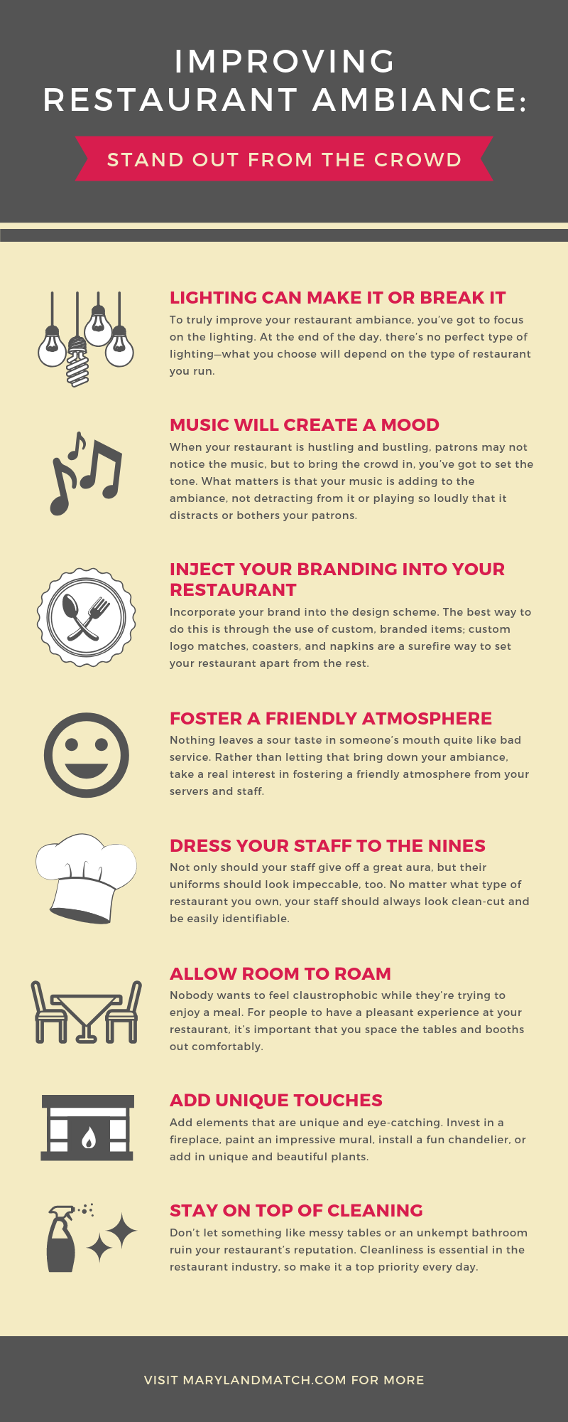 Improving Restaurant Ambiance Stand Out from the Crowd infographic